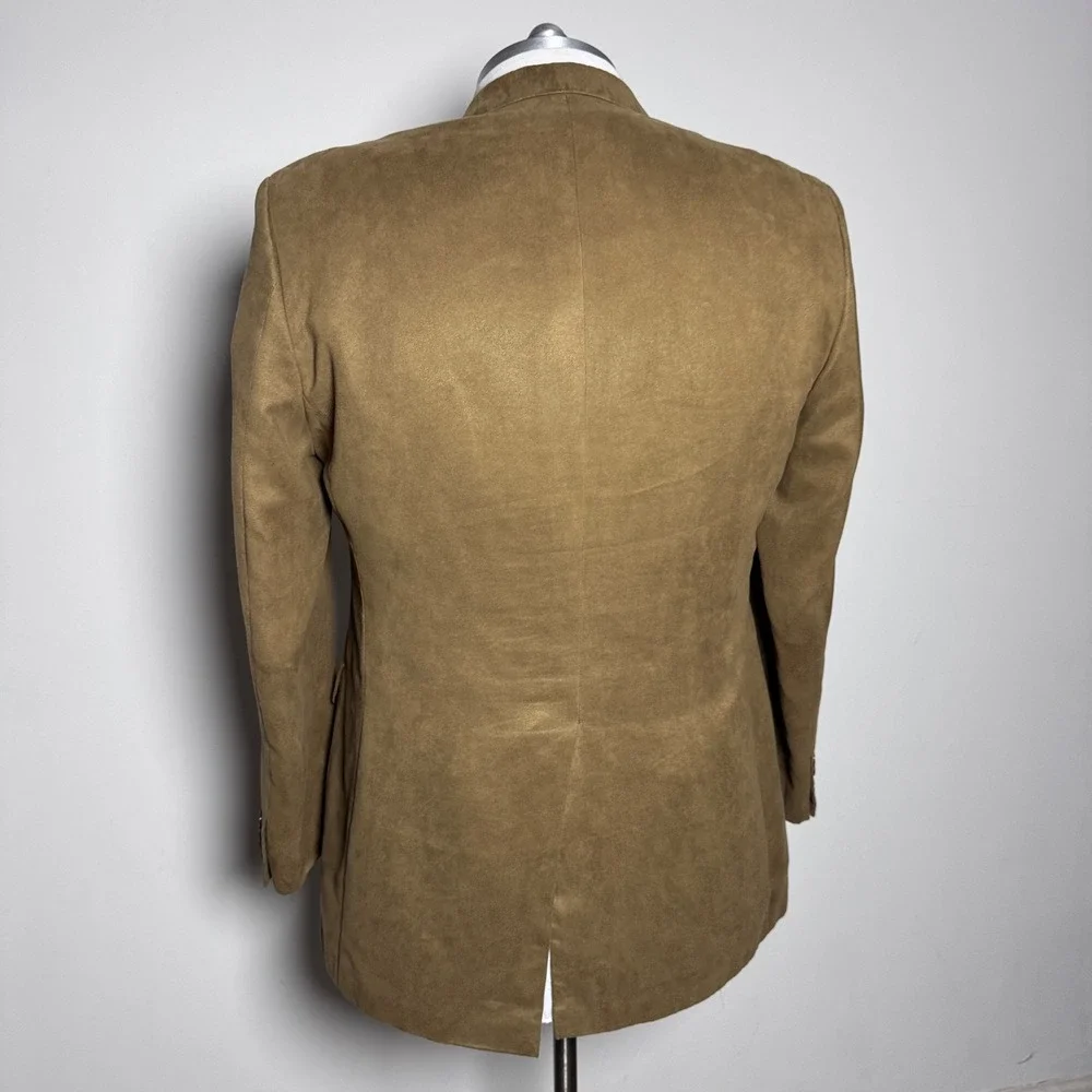 Lauren‎ Ralph Lauren Blazer Mens 42L Brown Solid Faux Suede Sport Coat 2-Button